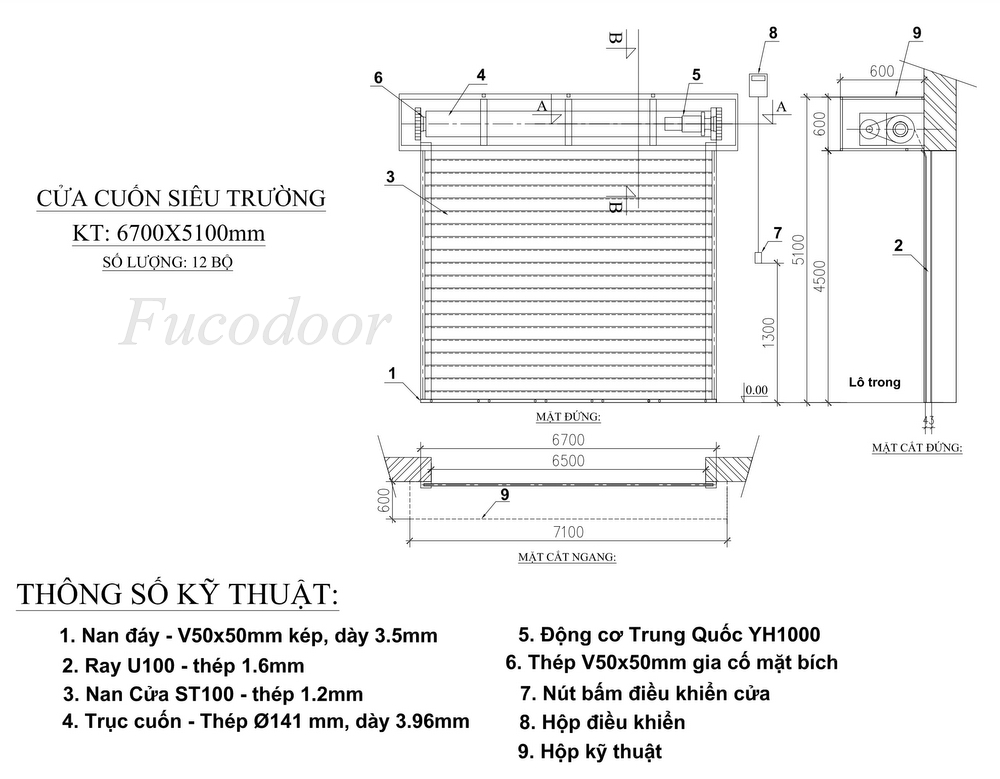 Cửa cuốn siêu trường sơn tĩnh điện dầy 1.2ly